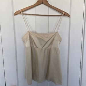 Women's Vintage Y2K Babydoll Silk Lace Cami Size 8 Top Cream Romantic Angel